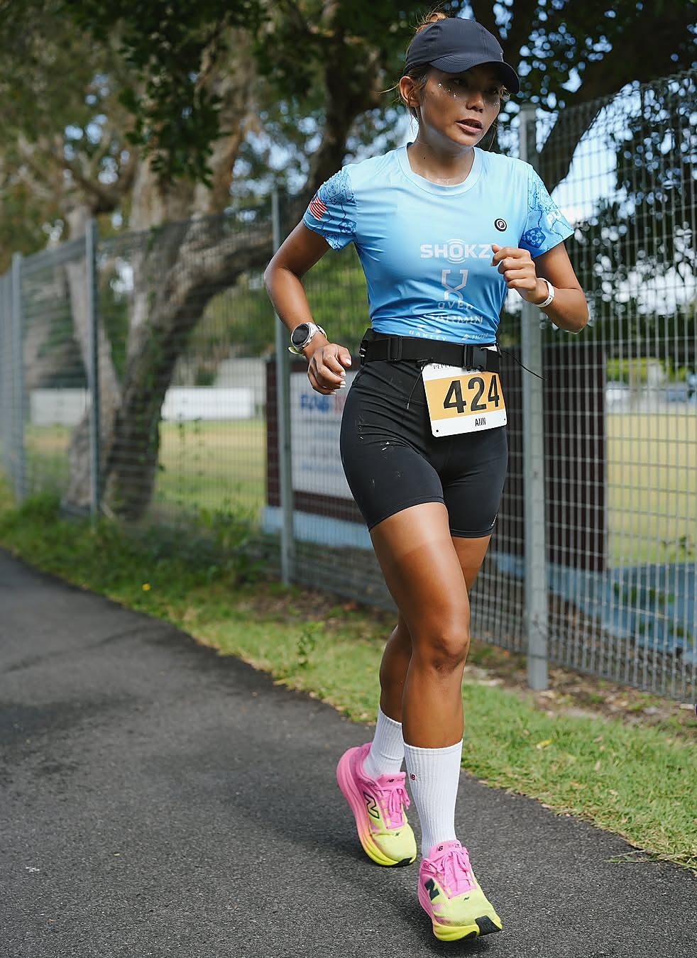 Ann Pow racing on the run leg